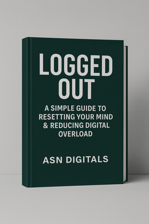 Logged Out guide cover - digital detox and social media balance ebook"