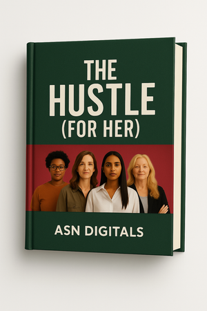 The Hustle For Her guide cover - women's side hustles and financial independence strategies ebook